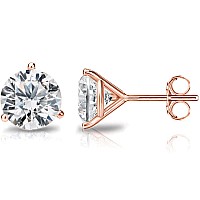 14K Rose Gold Plated Sterling Silver Cubic Zirconia Stud Earrings For Women Round 75Mm