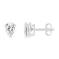 14K White Gold Plated Sterling Silver Cubic Zirconia Stud Earrings For Women Pear 6X8Mm