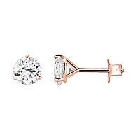 14K Rose Gold Plated Sterling Silver Cubic Zirconia Stud Earrings For Women Round 6Mm