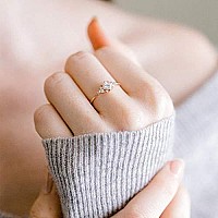 Lresjjiuj Vintage Ring Gold Plated Engagement Ring Diamond Wedding Ring 14K Gold Milgrain Band For Women 6