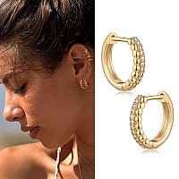 Myears Women Gold Huggie Hoop Earrings Ear Stud Cuff Beaded Ball Sleeper Diamond Cz Half Sleeper 14K Gold Filled Tiny Boho Beach