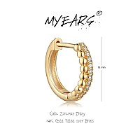 Myears Women Gold Huggie Hoop Earrings Ear Stud Cuff Beaded Ball Sleeper Diamond Cz Half Sleeper 14K Gold Filled Tiny Boho Beach