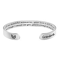 Joycuff In Memory Of Gifts For Loss Of Grandmother Grandma Memorial Jewelry Sympathy Bracelet Secret Message Engraved Grief Bere