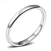 Eamti 15Mm 925 Sterling Silver Ring High Polish Plain Dome Cz Women Wedding Band For Women Comfort Fit Size 7