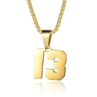 Number Necklaces Personalized Necklaces 18K Gold Plated Initial Number Pendant Stainless Steel Chain Movement Necklaces For Men