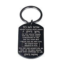 Son Gifts From Mom To My Son I Love You Keychain Gift For Him Boys Men Inspirational Quote Engraved Pendant Keyring Tags Present