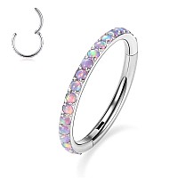 Gagabody 316L Surgical Steel Septum Jewelry Segment Ring 16G Conch Jewelry Purple Opal Septum Ring 10Mm Clicker Hoop 16G Rook Ea