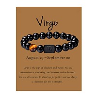 Vlinras Zodiac Virgo Bracelet For Men Women Virgo Gifts Natural Black Onyx Stone Zodiac Charm Bracelet Constellation Horoscope J