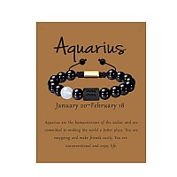 Vlinras Zodiac Aquarius Bracelet For Men Women Aquarius Gifts Natural Black Onyx Stone Zodiac Charm Bracelet Constellation Horos