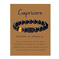 Vlinras Zodiac Capricorn Bracelet For Men Women Capricorn Gifts Natural Black Onyx Stone Zodiac Charm Bracelet Constellation Hor