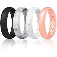 Egnaro Inner Arc Ergonomic Breathable Design Silicone Rings For Women With Half Sizes Womens Silicone Wedding Band5Mm Wide2