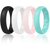 Egnaro Inner Arc Ergonomic Breathable Design Silicone Rings For Women With Half Sizes Womens Silicone Wedding Band5Mm Wide2