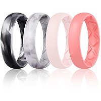 Egnaro Inner Arc Ergonomic Breathable Design Silicone Rings For Women With Half Sizes Womens Silicone Wedding Band5Mm Wide2