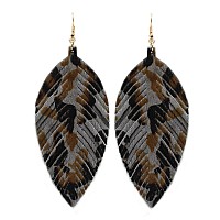 Large Genuine Soft Leather Handmade Fringe Feather Lightweight Tear Drop Dangle Color Earrings For Women Girls Fashion Greyleo