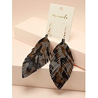 Large Genuine Soft Leather Handmade Fringe Feather Lightweight Tear Drop Dangle Color Earrings For Women Girls Fashion Greyleo