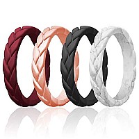 Roq Silicone Rubber Wedding Rings For Women Thin Stackable Rubber Silicone Wedding Band Bridal Jewelry Set Anniversary Rings