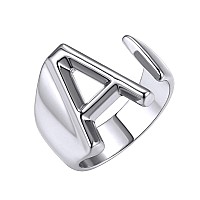 Keystyle Silver Initial A Ring Chunky Bold Rings For Women Initial Rings For Women Adjustable Letter A Ring Open Alphabet Rin