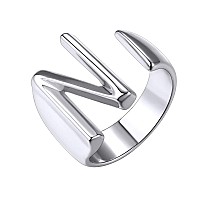 Keystyle Womens Initial N Rings Silver Letter Thumb Rings Adjustable Monogram Signet Ring