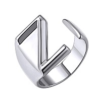 Keystyle Monogram Z Rings For Women Initial Letter Open Ring Adjustable Women Statement Rings Party Silver Color Open Alphabet