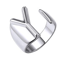 Keystyle Platinum Statement Letter Y Rings Adjustable Chunky Initial Ring For Women Monogram Jewelry