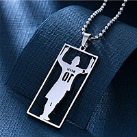 Comtrude Football Star Messi Pendant Silver Premium Stainless Steel Football Necklace With Bead Chain