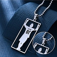 Comtrude Football Star Messi Pendant Silver Premium Stainless Steel Football Necklace With Bead Chain