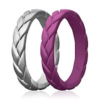 Roq Silicone Rubber Wedding Rings For Women Thin Stackable Rubber Silicone Wedding Band Bridal Jewelry Set Anniversary Rings