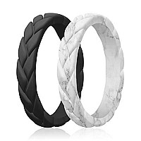 Roq Silicone Rubber Wedding Rings For Women Thin Stackable Rubber Silicone Wedding Band Bridal Jewelry Set Anniversary Rings