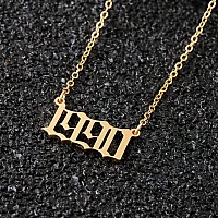 M Mooham 1990 Necklace Birth Year Necklace Old English Birth Year Number Pendant Gold Necklace Gifts For Women Men Birthday Ann