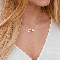 M Mooham 1990 Necklace Birth Year Necklace Old English Birth Year Number Pendant Gold Necklace Gifts For Women Men Birthday Ann