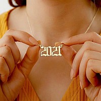 M Mooham 1990 Necklace Birth Year Necklace Old English Birth Year Number Pendant Gold Necklace Gifts For Women Men Birthday Ann