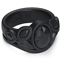 Rinfit Silicone Rings For Women Womens Wedding Rings Silicone Wedding Bands Oval Rubber Ring Patented Design Black Si