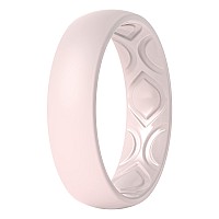 Thunderfit Silicone Wedding Bands Promise Rings For Women Breathable Air Grooves 55Mm Width 15Mm Thick Light Pink Size 8