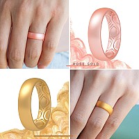 Thunderfit Silicone Wedding Bands Promise Rings For Women Breathable Air Grooves 55Mm Width 15Mm Thick Black With Yellow G