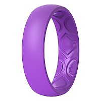 Thunderfit Silicone Wedding Bands Promise Rings For Women Breathable Air Grooves 55Mm Width 15Mm Thick Lilac Size 758