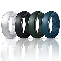 Forthee Silicone Wedding Ring For Men 4Pack Breathable Step Edge Sleek Design Rubber Bands Comfortable Fit Skin Safe Durable