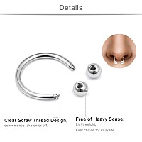 Scerring 16G Septum Jewelry Stainless Steel Hinged Seamless Nose Hoop Ring Cartilage Daith Tragus Clicker Rings Retainer Body Pi