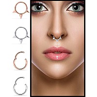 Scerring 16G Septum Jewelry Stainless Steel Hinged Seamless Nose Hoop Ring Cartilage Daith Tragus Clicker Rings Retainer Body Pi