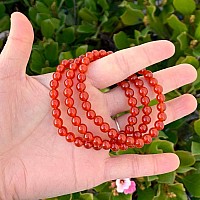 Adabele Real Natural Carnelian Red Agate Bracelet 75 Inch Stretch Red Gemstone Beaded Bracelet Chakras Healing Crystal Stone Je