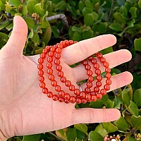 Adabele Real Natural Carnelian Red Agate Bracelet 75 Inch Stretch Red Gemstone Beaded Bracelet Chakras Healing Crystal Stone Je