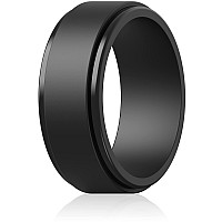 Thunderfit Silicone Wedding Rings For Men Flat Step Edge 10Mm Wide 25Mm Thick Black Size 14515 2382Mm