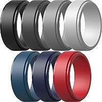 Thunderfit Silicone Wedding Rings For Men Flat Step Edge 10Mm Wide 25Mm Thick Light Grey Grey Dark Grey Black Navy Bl