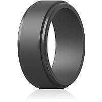 Thunderfit Silicone Wedding Rings For Men Flat Step Edge 10Mm Wide 25Mm Thick Dark Grey Size 657 173Mm