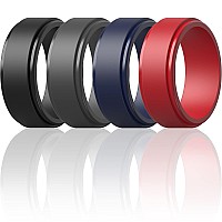 Thunderfit Silicone Wedding Rings For Men Flat Step Edge 10Mm Wide 25Mm Thick Black Dark Grey Navy Blue Dark Red Siz