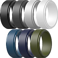 Thunderfit Silicone Wedding Rings For Men Flat Step Edge 10Mm Wide 25Mm Thick Dark Grey Light Grey White Black Dark T