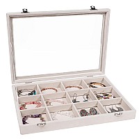 Stratalife Jewelry Organizer Bracelet Storage Organizer Box Velvet 12 Grid Stackable Jewelry Tray With Lid Jewelry Box For Drawe