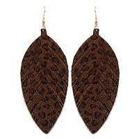 Large Genuine Soft Leather Handmade Fringe Feather Lightweight Tear Drop Dangle Color Earrings For Women Girls Fashion Brown Le