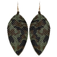 Large Genuine Soft Leather Handmade Fringe Feather Lightweight Tear Drop Dangle Color Earrings For Women Girls Fashion Olive Le