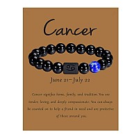 Vlinras Zodiac Cancer Bracelet For Men Women Cancer Gifts Natural Black Onyx Stone Zodiac Charm Bracelet Constellation Horoscope