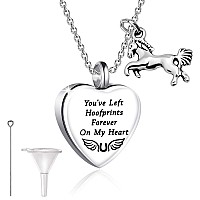 Hollp Loss Of Horse Remembrance Sympathy Gift Cinerary Casket Cremation Pendant Necklace Memorial Keepsake Gifts For Horse Lover